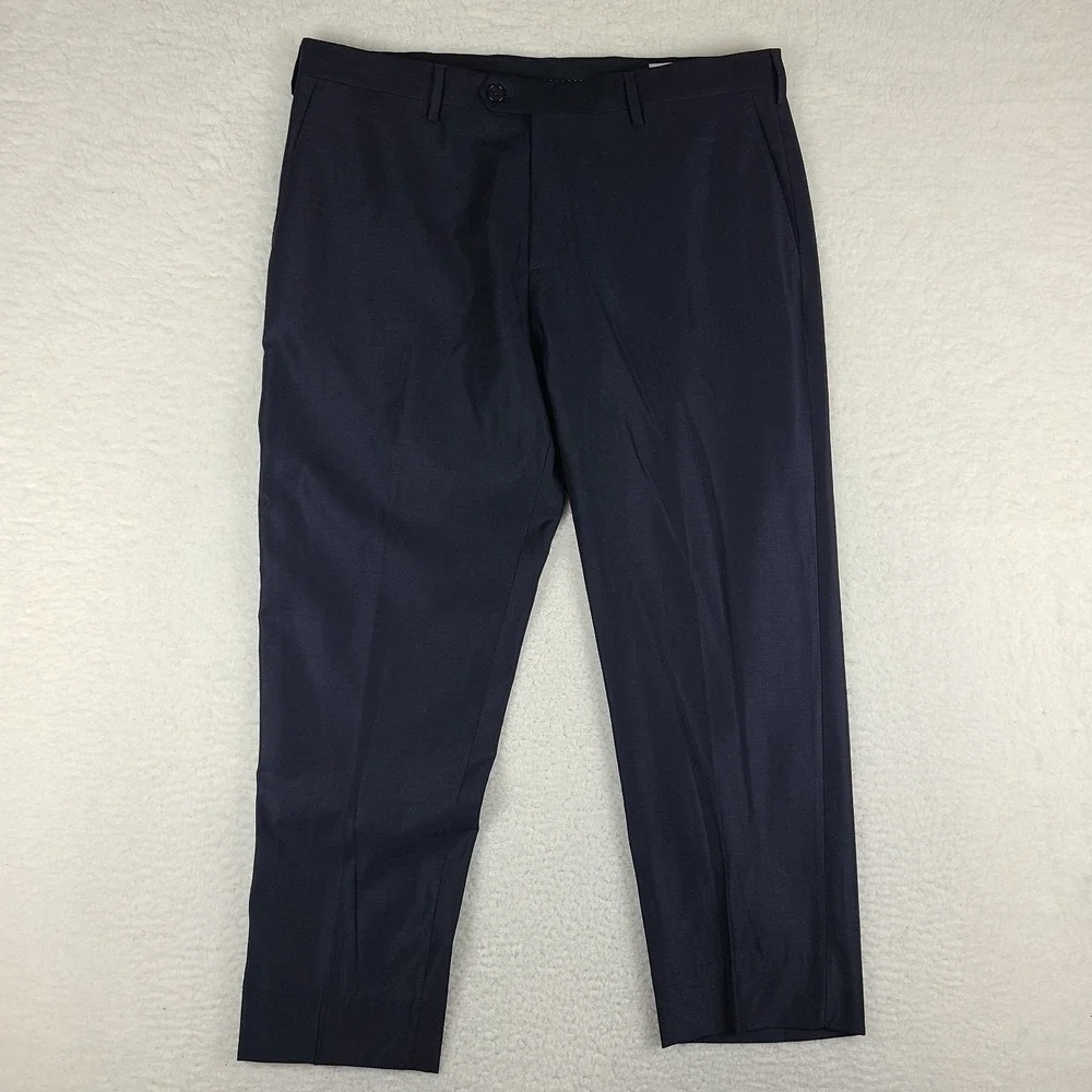BR Banana Republic Pants‎ Mens 38x27 Dark Blue Wool Trousers Dress Slacks HEMMED